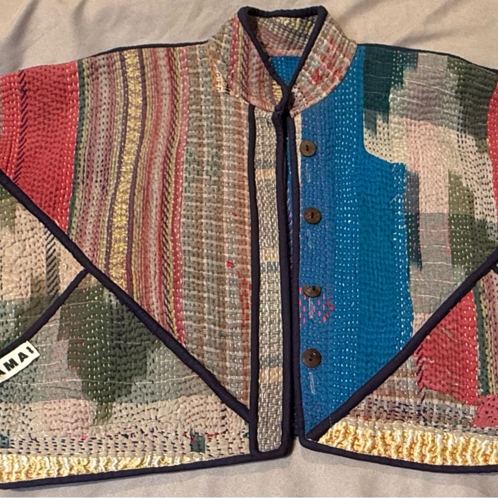 NAMAI Kaira cropped quilted patchwork Kantha jacket ONE OF A KIND